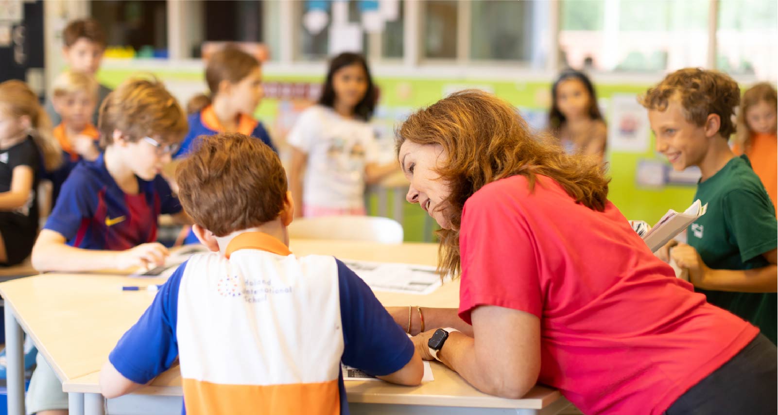 international primary school kids playing