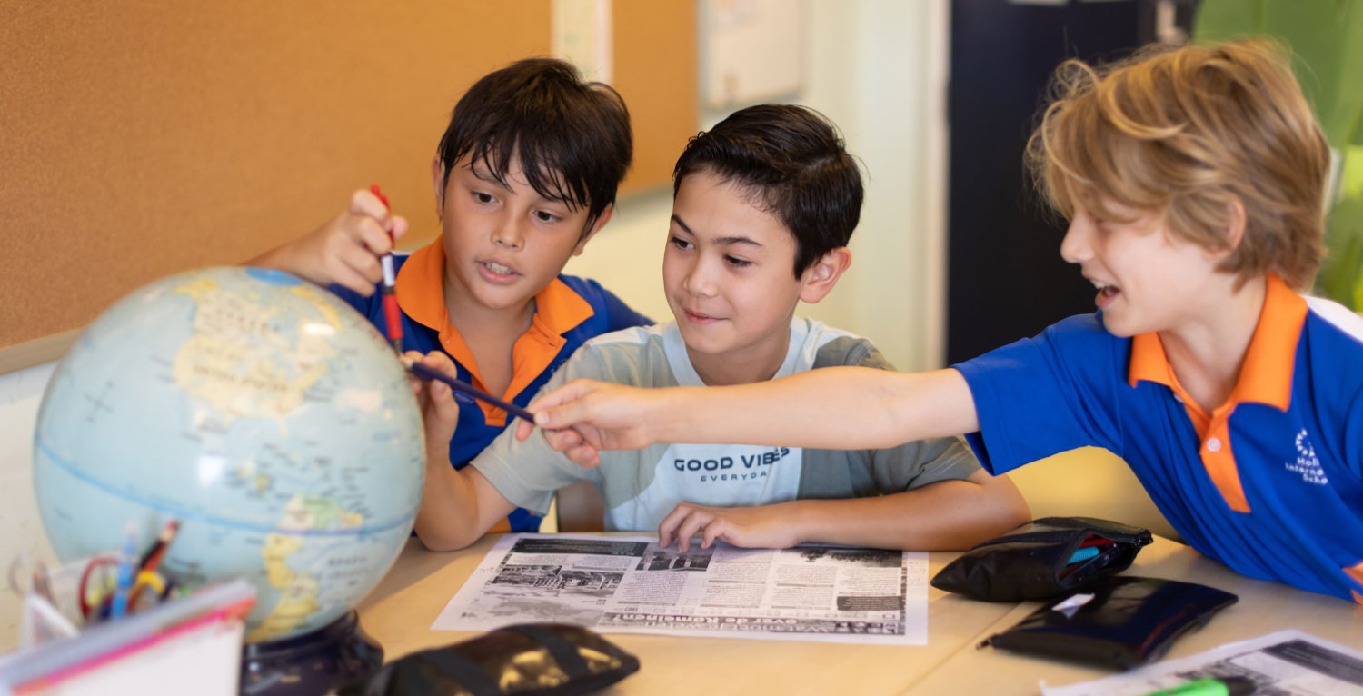 international primary school kids playing