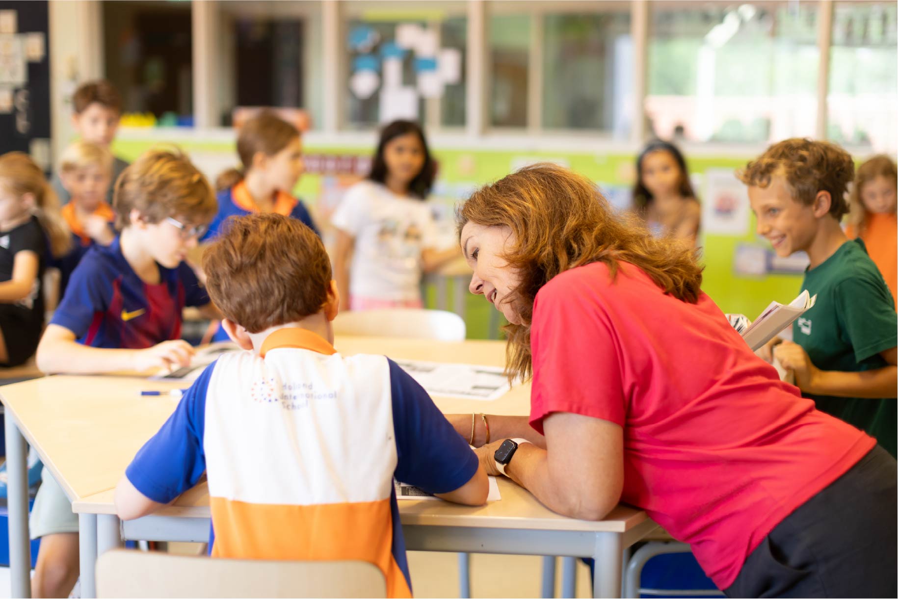 international primary school kids playing