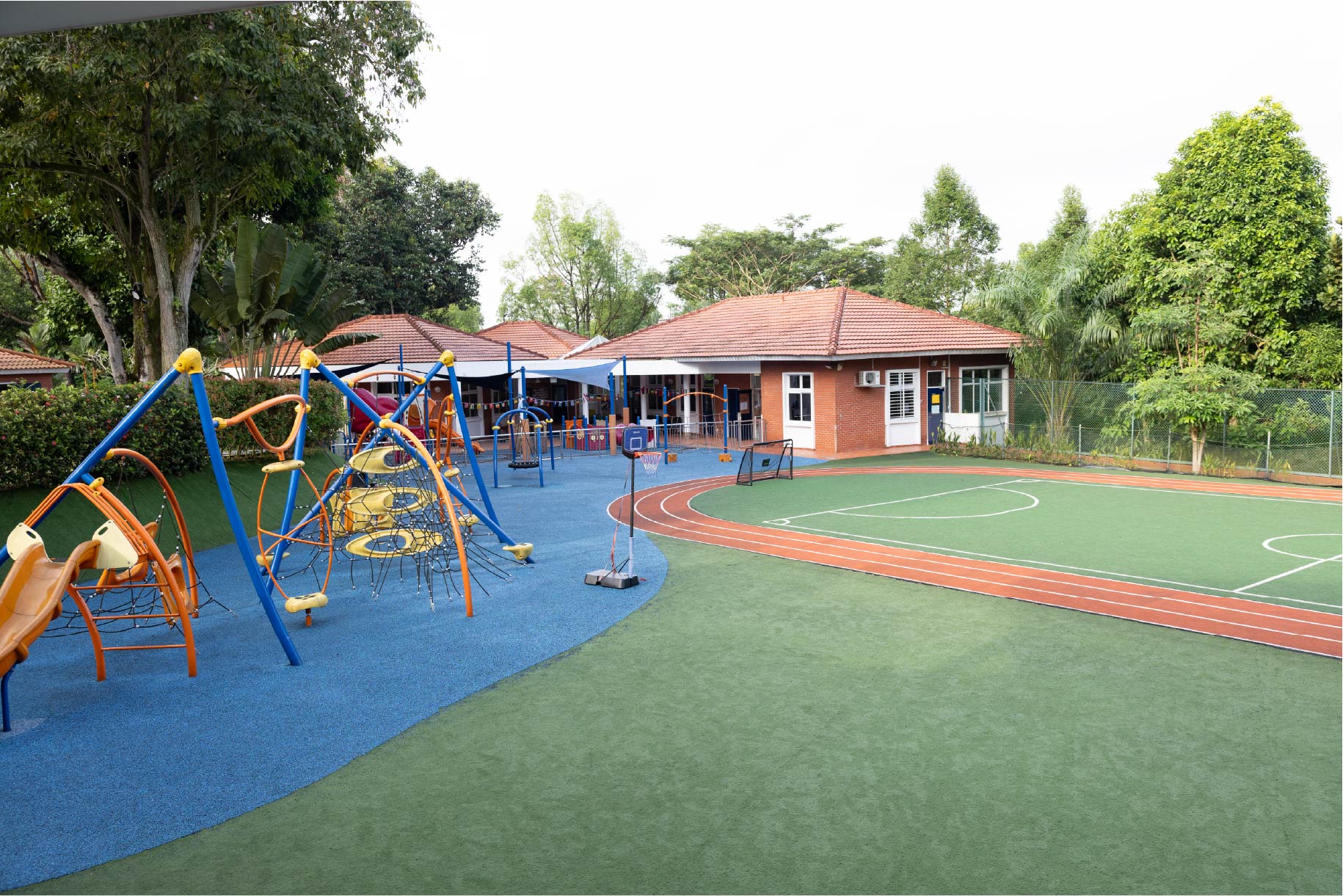 international primary school kids playing