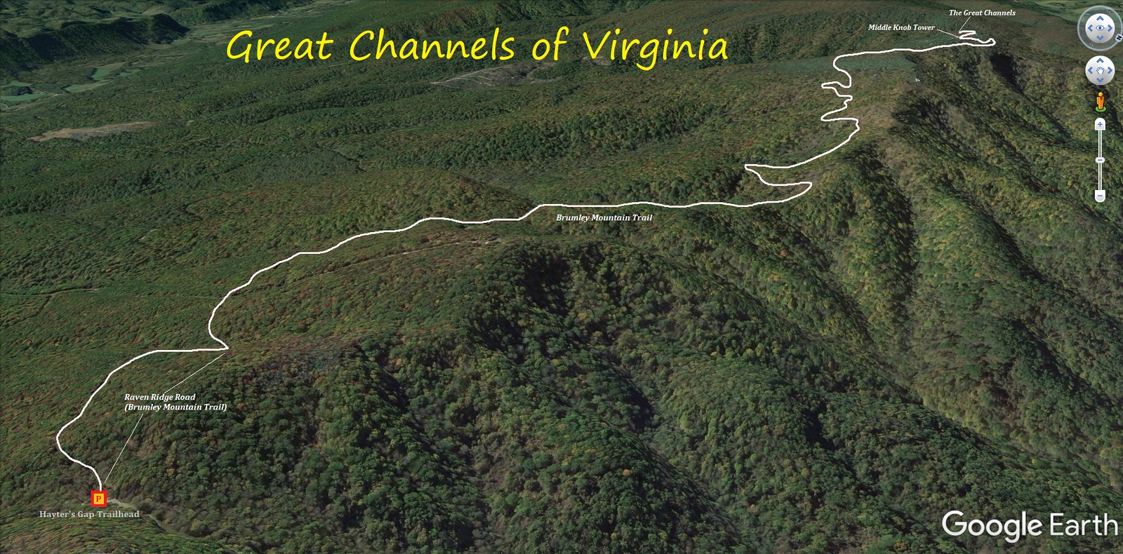 Great Channels of Virginia Hike Route Map