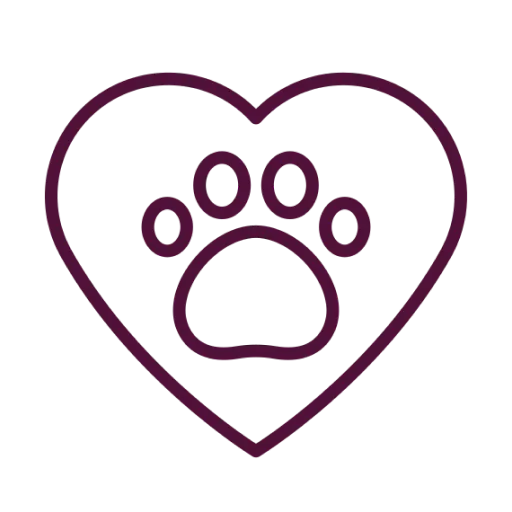 Ikona srdca s odtlačkom psích labiek.