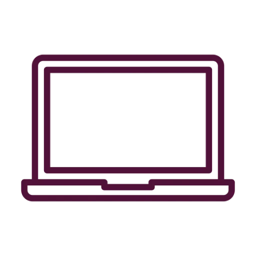 Ikona otvoreného notebooku s prázdnou obrazovkou v minimalistickom štýle.