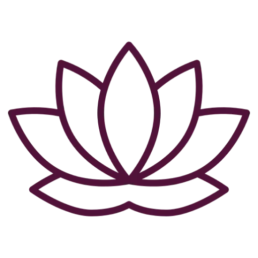 Obrys lotosového kvetu v purpurovej farbe.