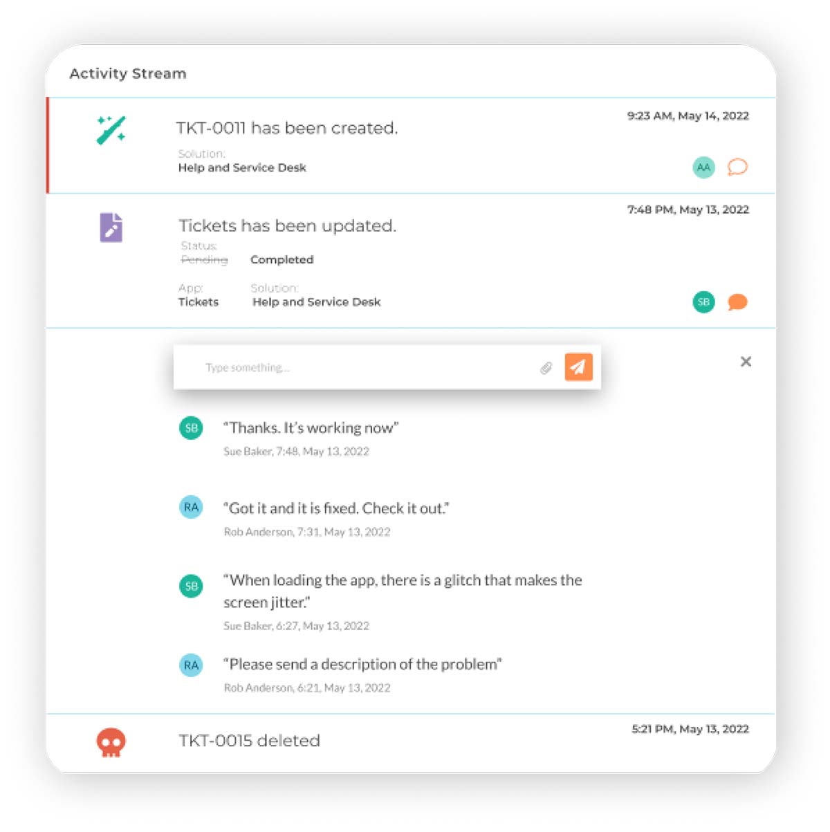 Wavity Activity Stream to track activity on tickets 