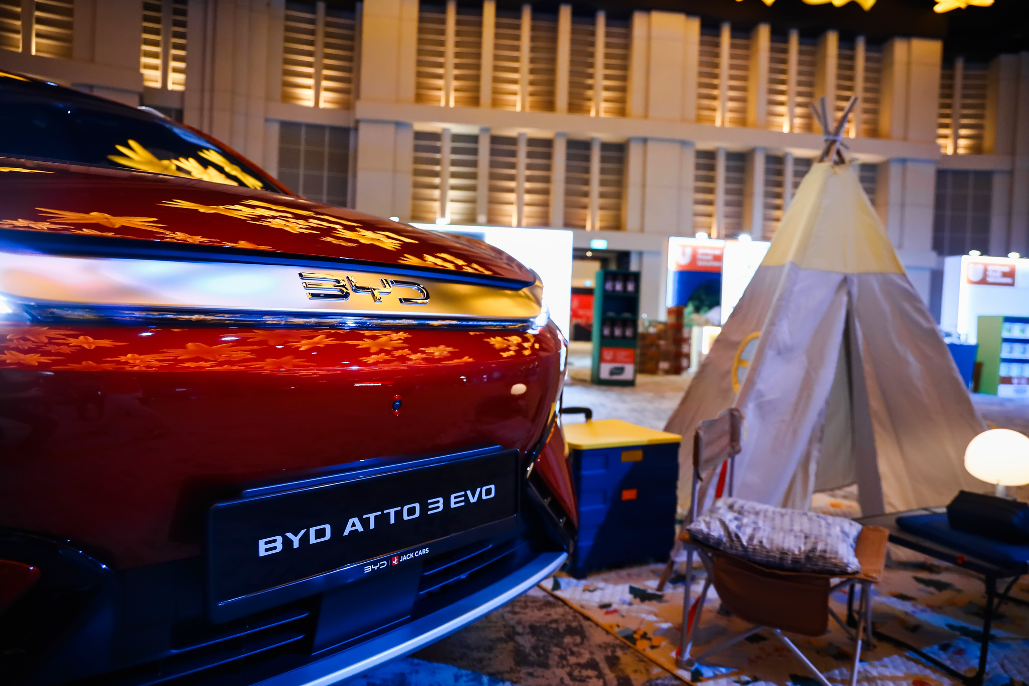 The BYD ATTO 3 EVO on display at the gala