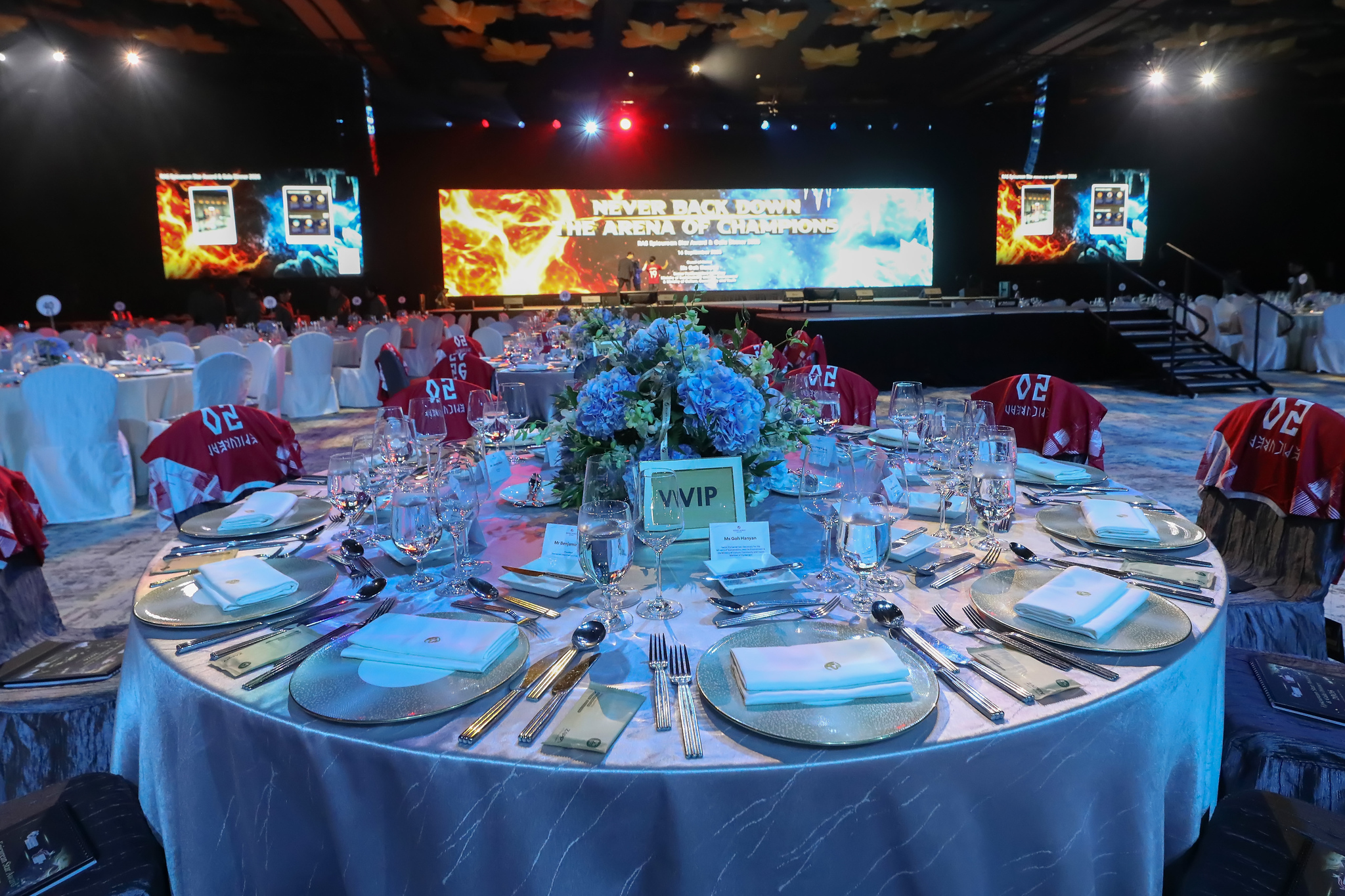 A VIP table set in front of the main stage