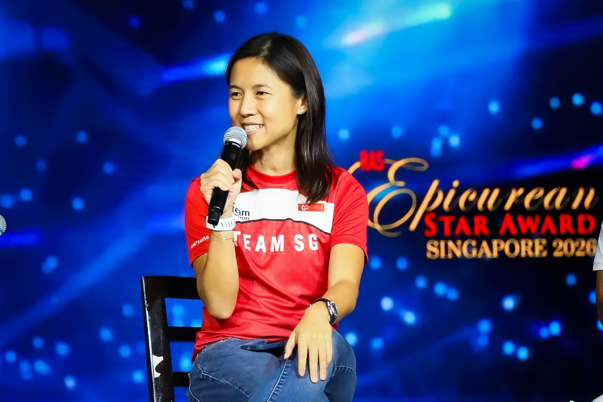 A Team SG athlete speaks during the panel