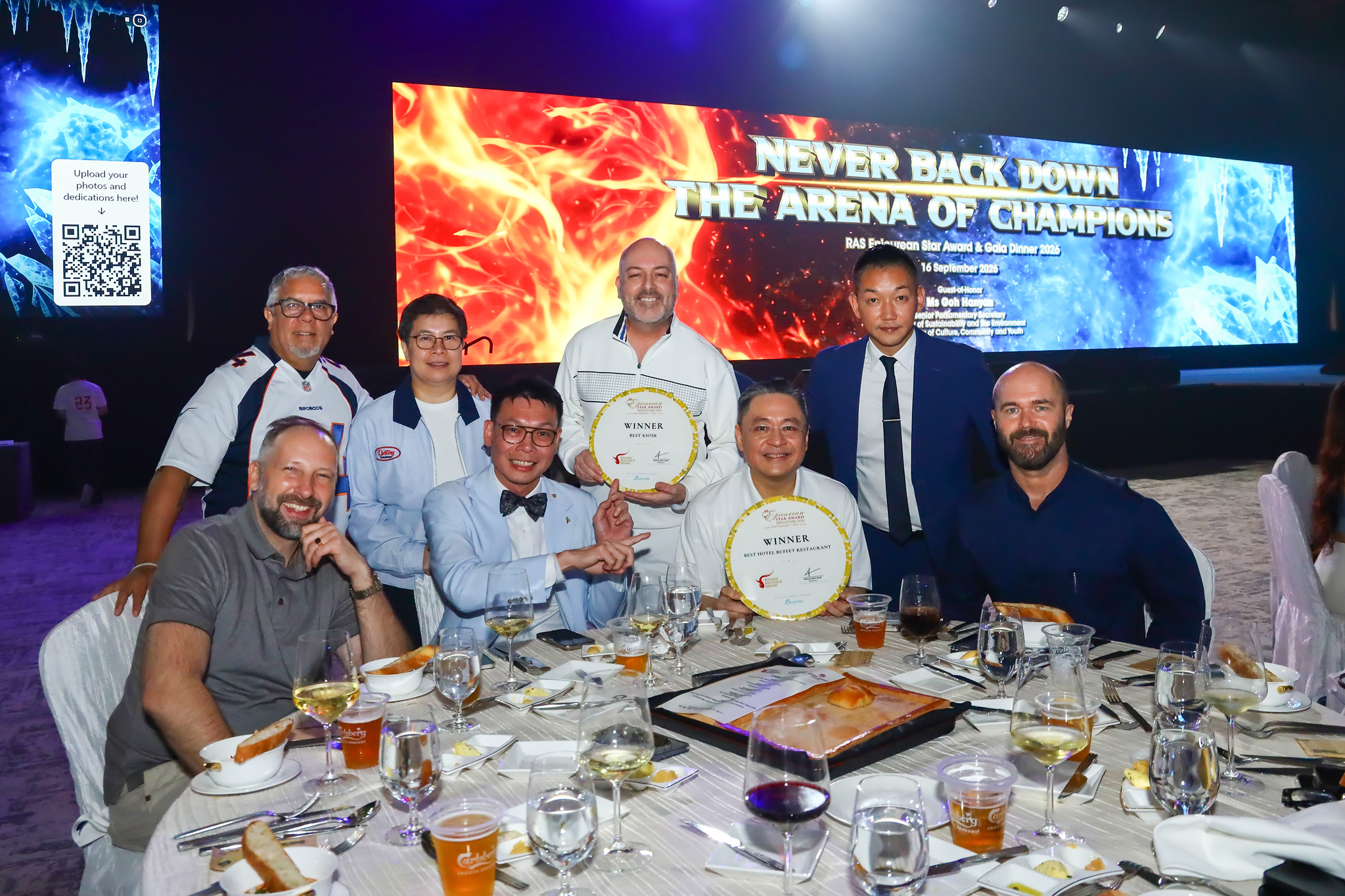 A winning table shows off its awards