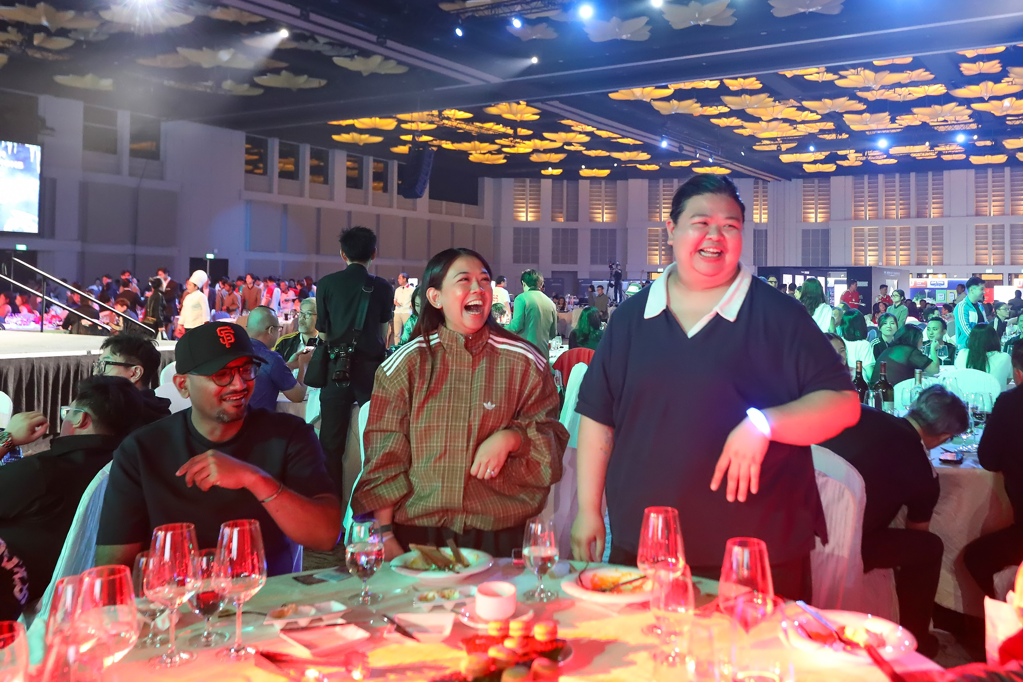 All smiles at the dinner table