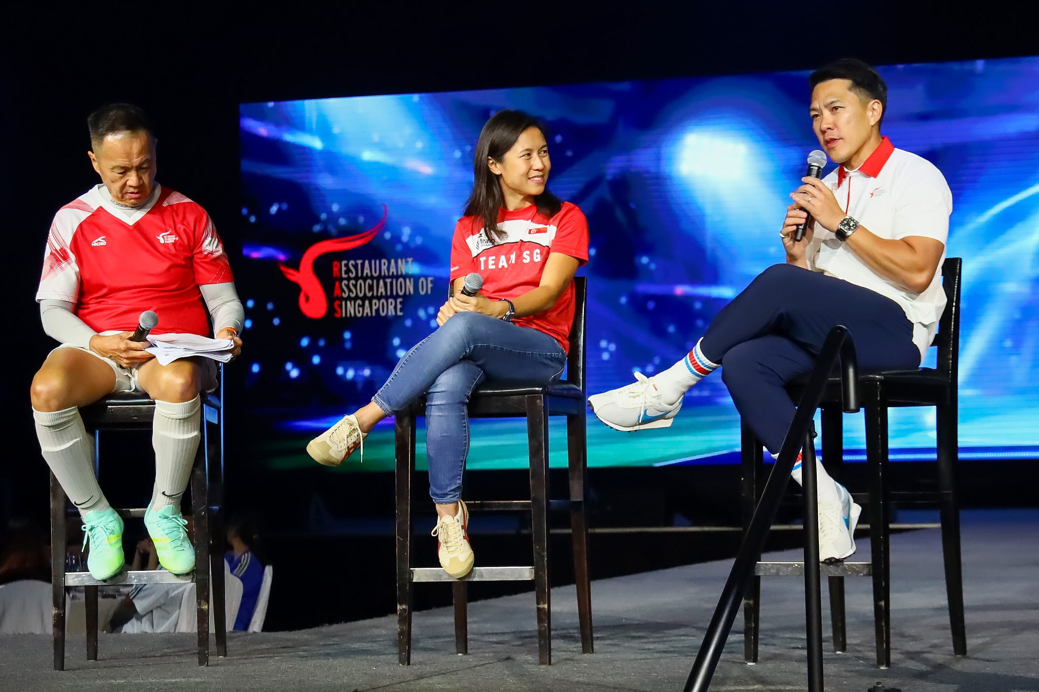 A panel conversation on stage with Team SG athletes