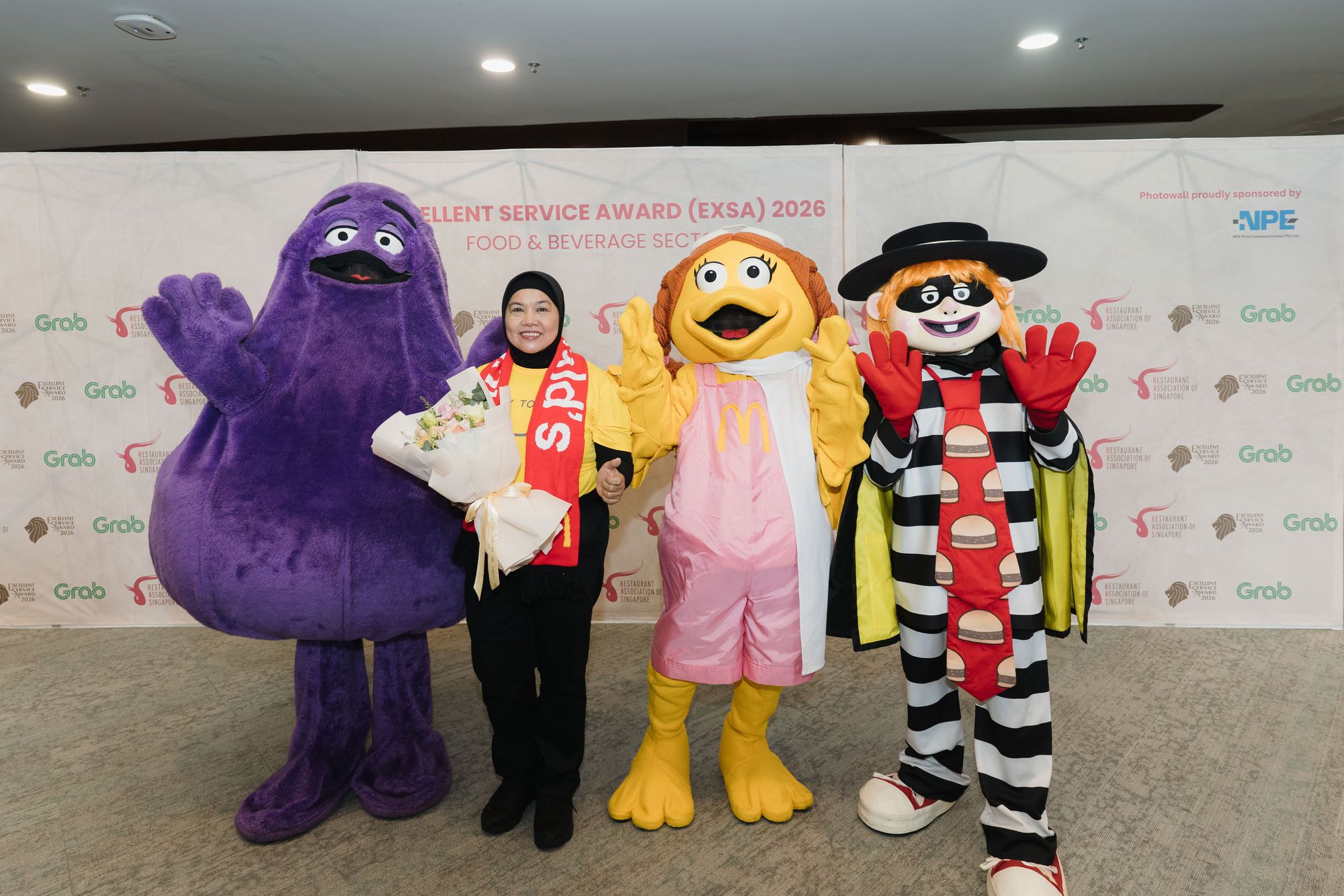 McDonald's mascots join the fun at the photo wall