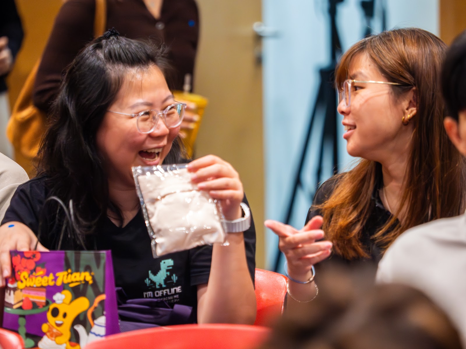 Attendees chatting during the masterclass