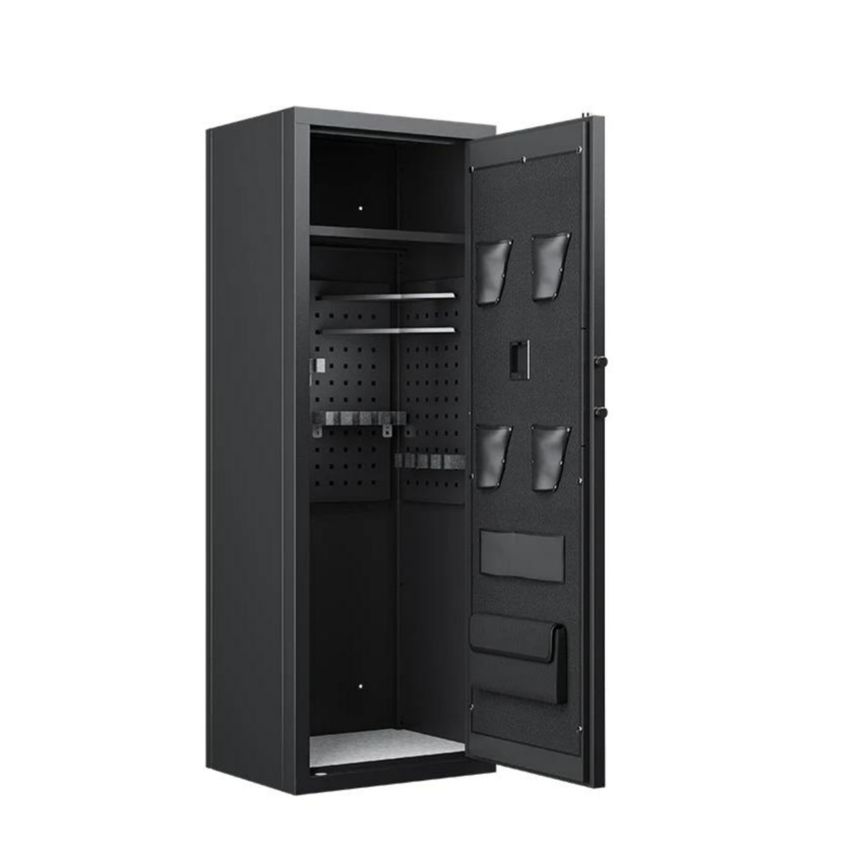 Multi-gun knock-down safe with expanded internal structure designed for higher storage capacity in flat-pack form