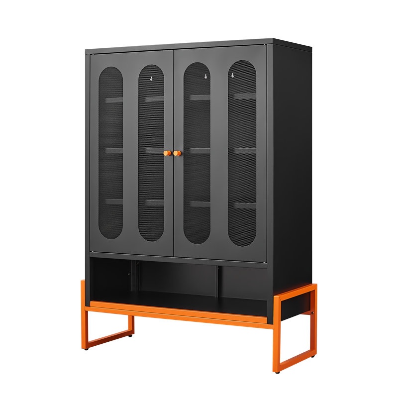Multi-door metal shoe cabinet with compartmented structure for organizing multiple pairs of shoes