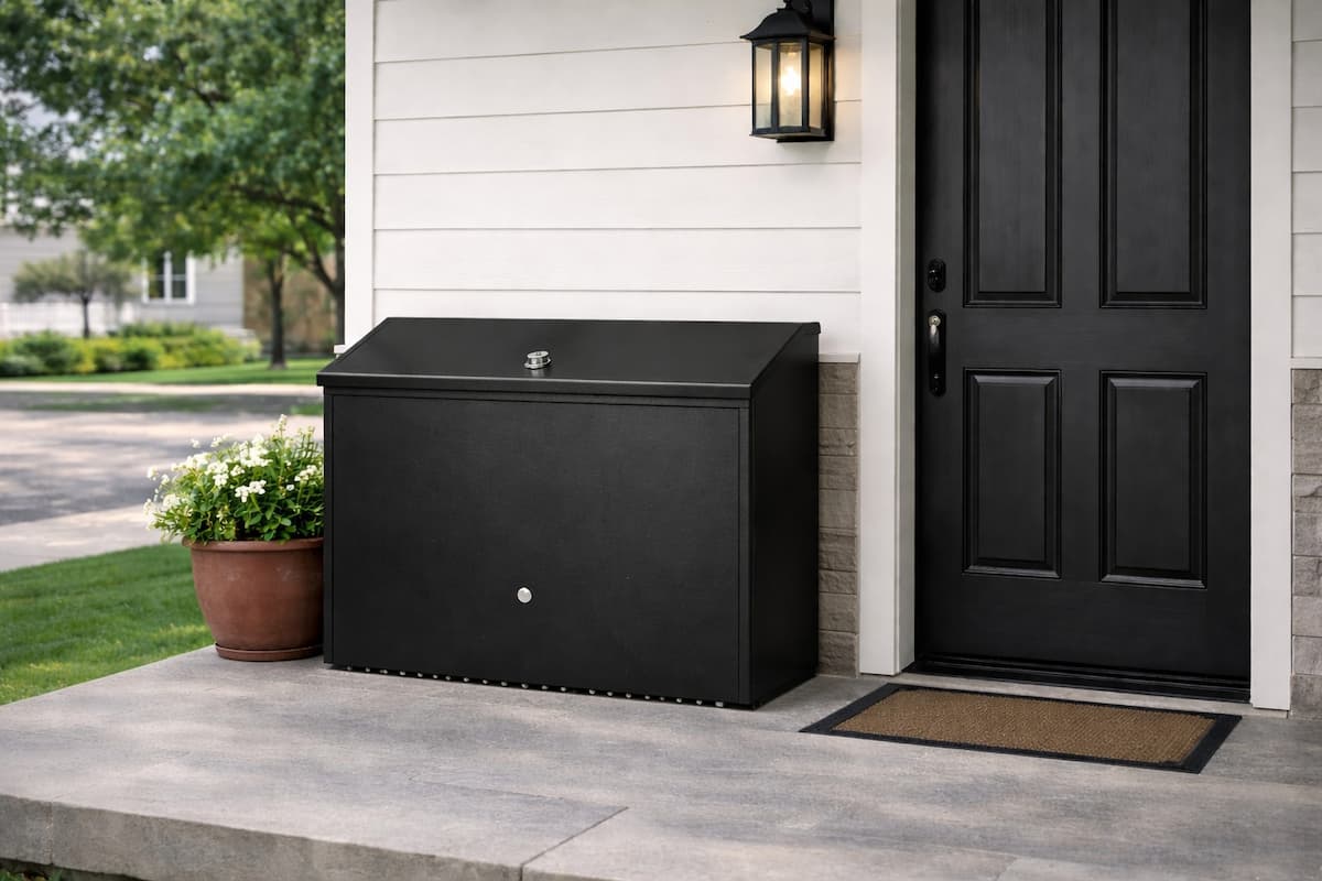 Residential parcel delivery box supporting suburban last-mile delivery with multiple packages