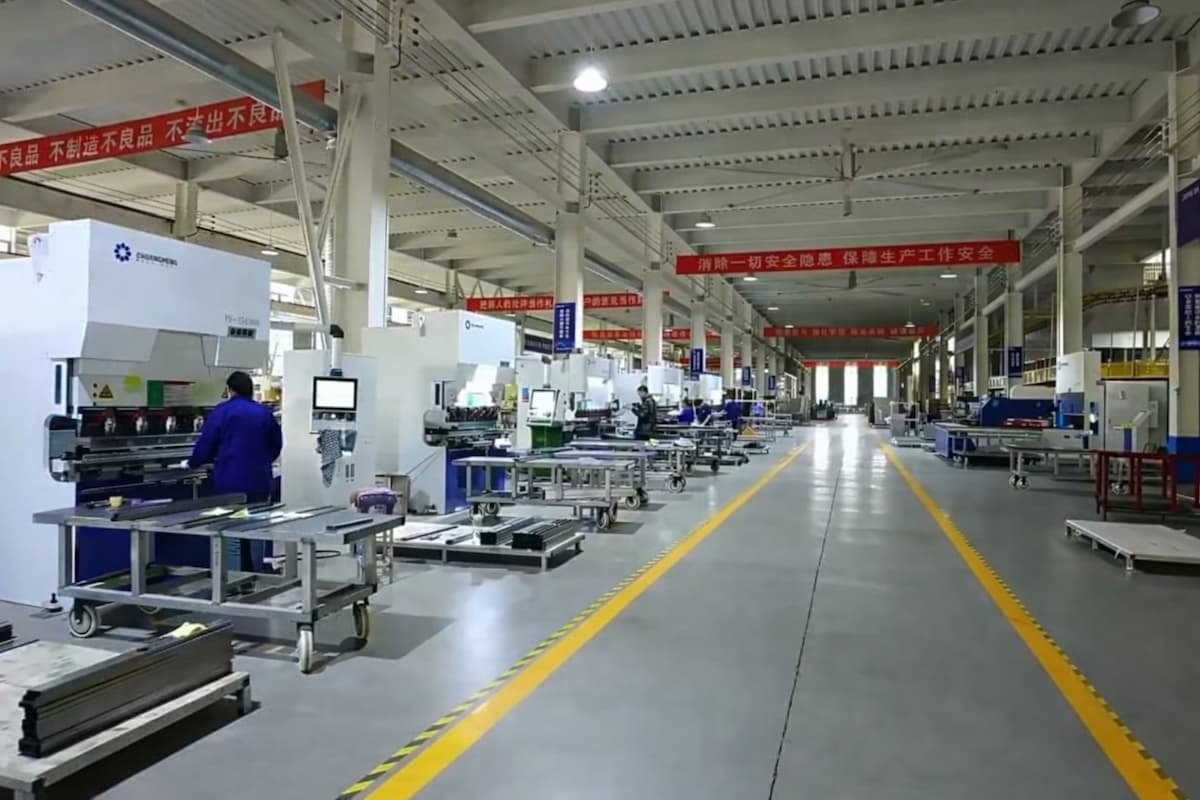 metal cabinet production line in factory
