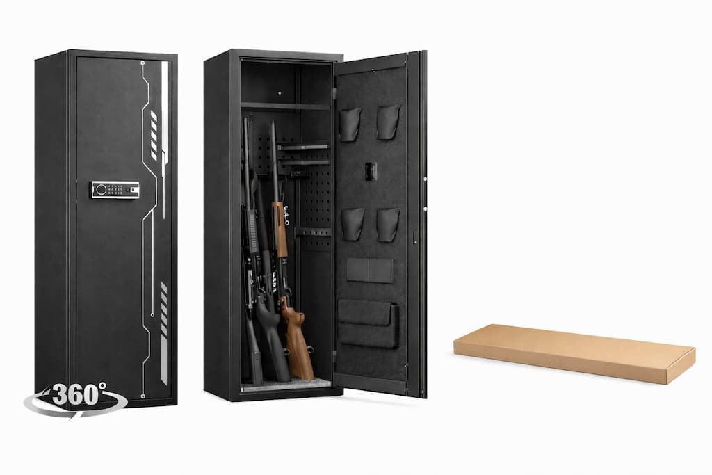OEM knock down gun cabinet product line with flat pack packaging