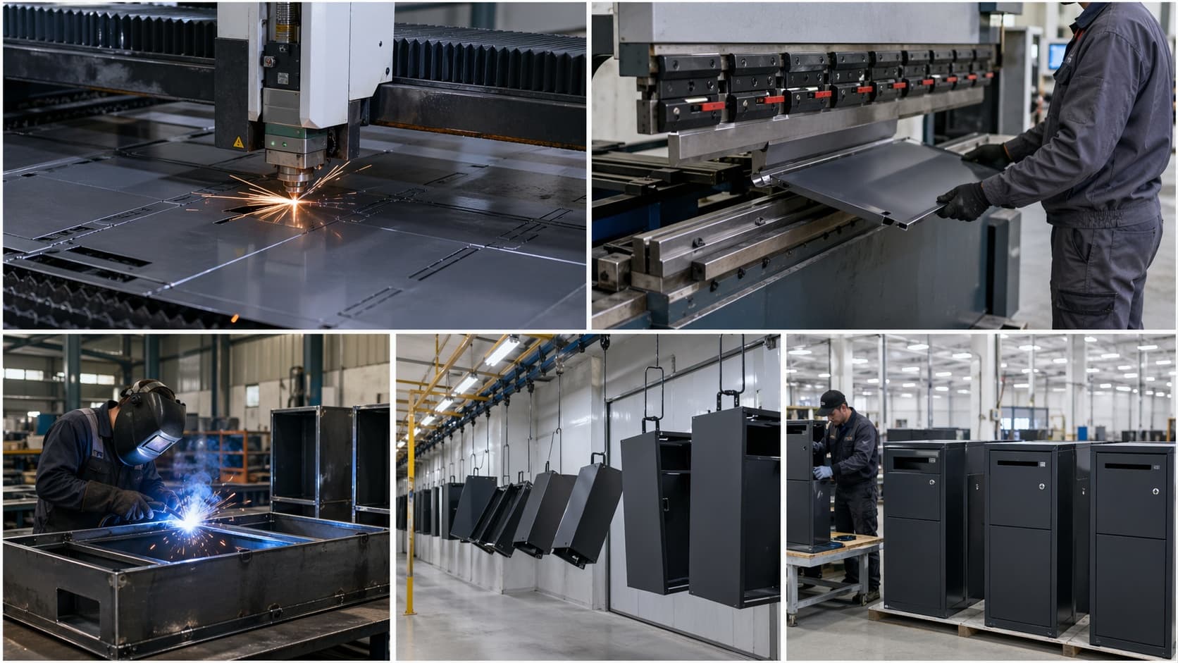 Parcel delivery box factory production overview from cutting to final assembly