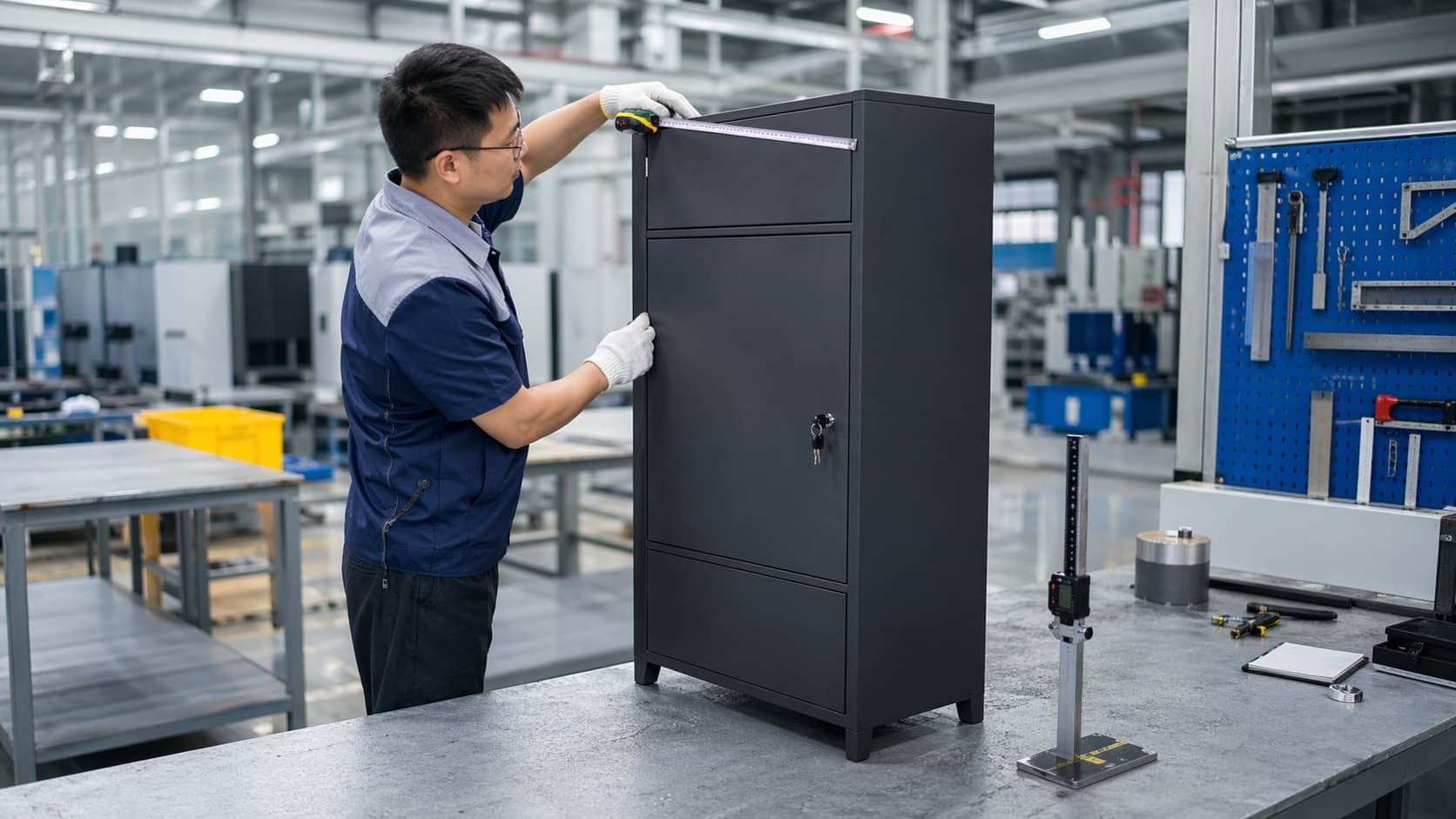 Parcel delivery box dimensional inspection during quality control