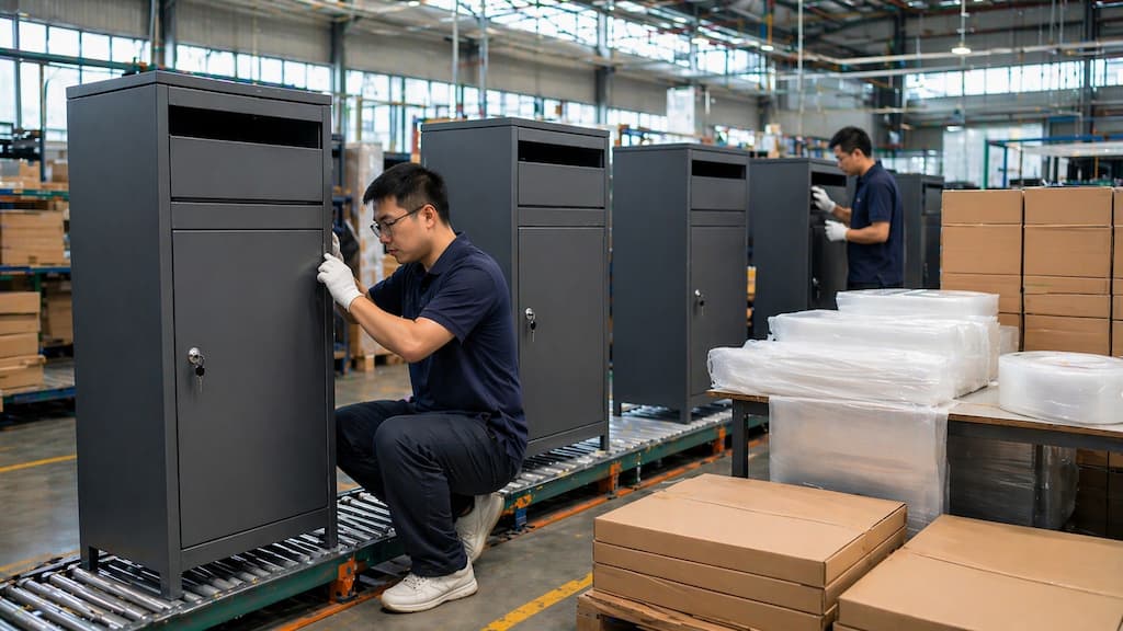Final inspection before packaging for household parcel delivery boxes