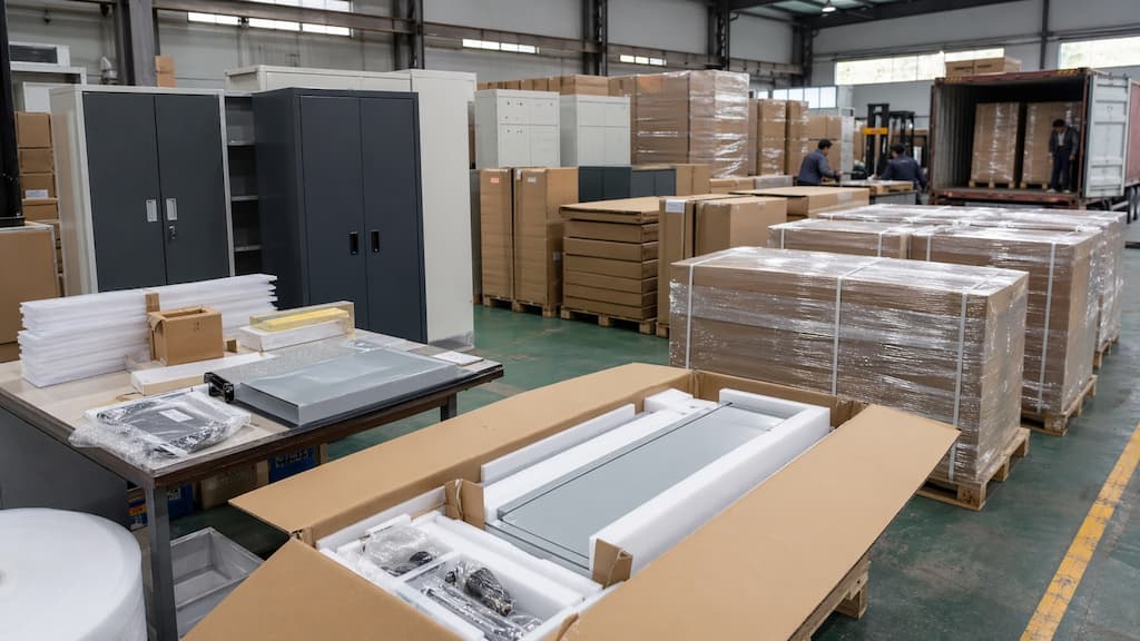 Packaging and shipment preparation for export-oriented metal storage products