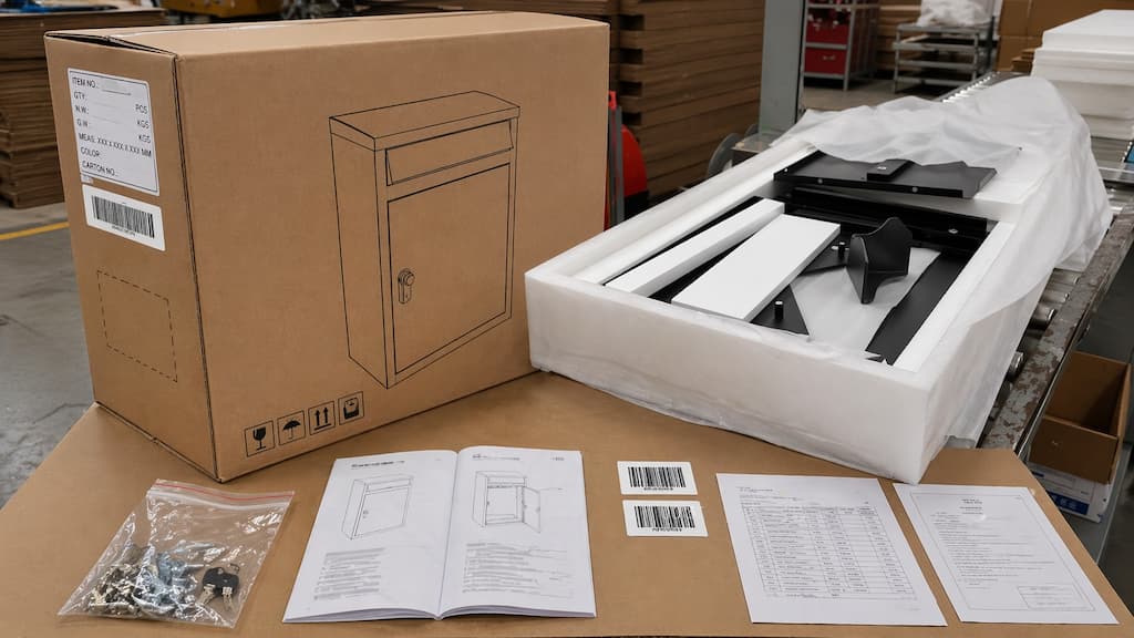 OEM label, manual, accessory bag, and carton documentation support for parcel delivery box projects