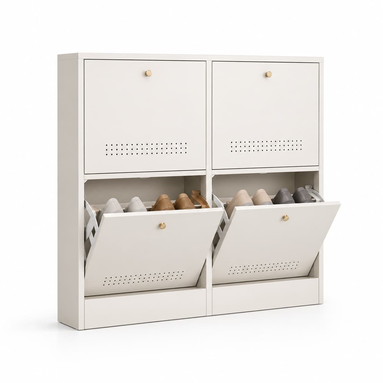 multi door metal shoe cabinet for compact shoe storage
