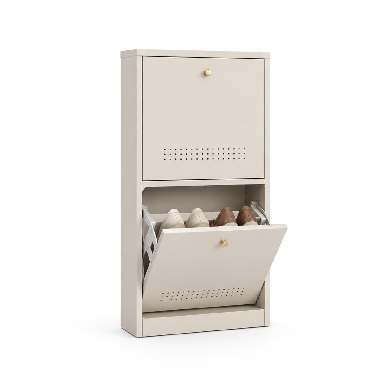 freestanding metal shoe cabinet for residential interiors