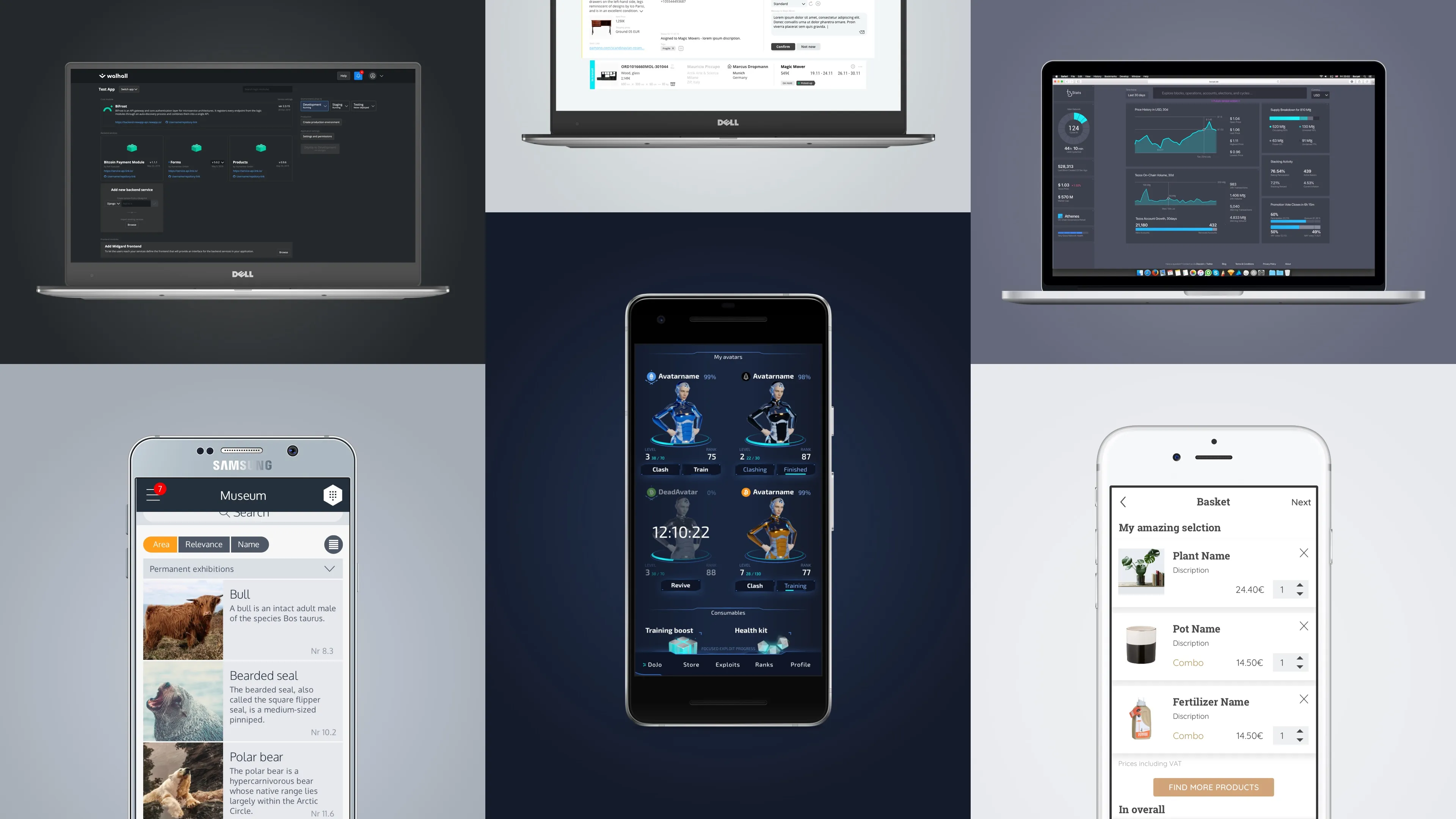 Various project images