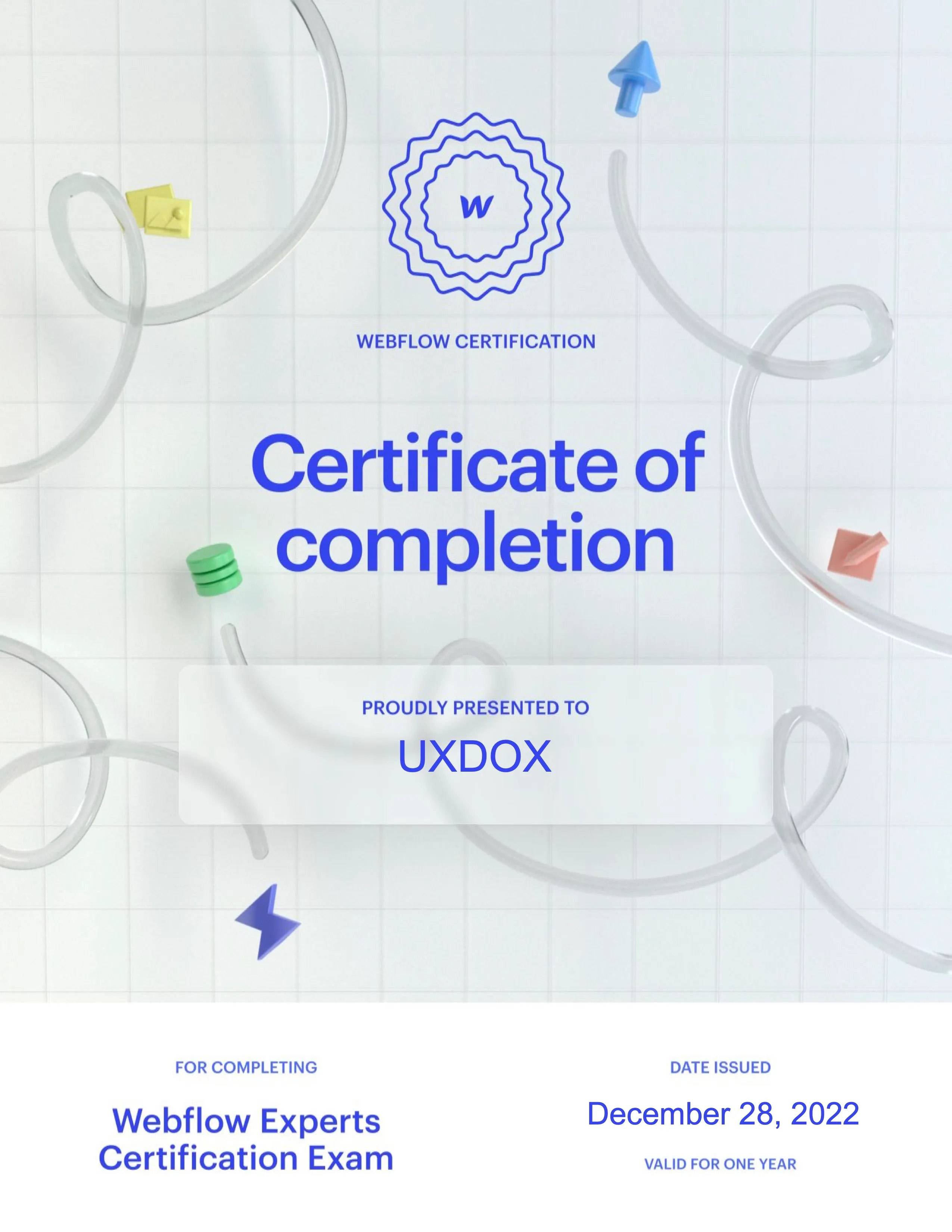 Image of Webflow Experts Certificate
