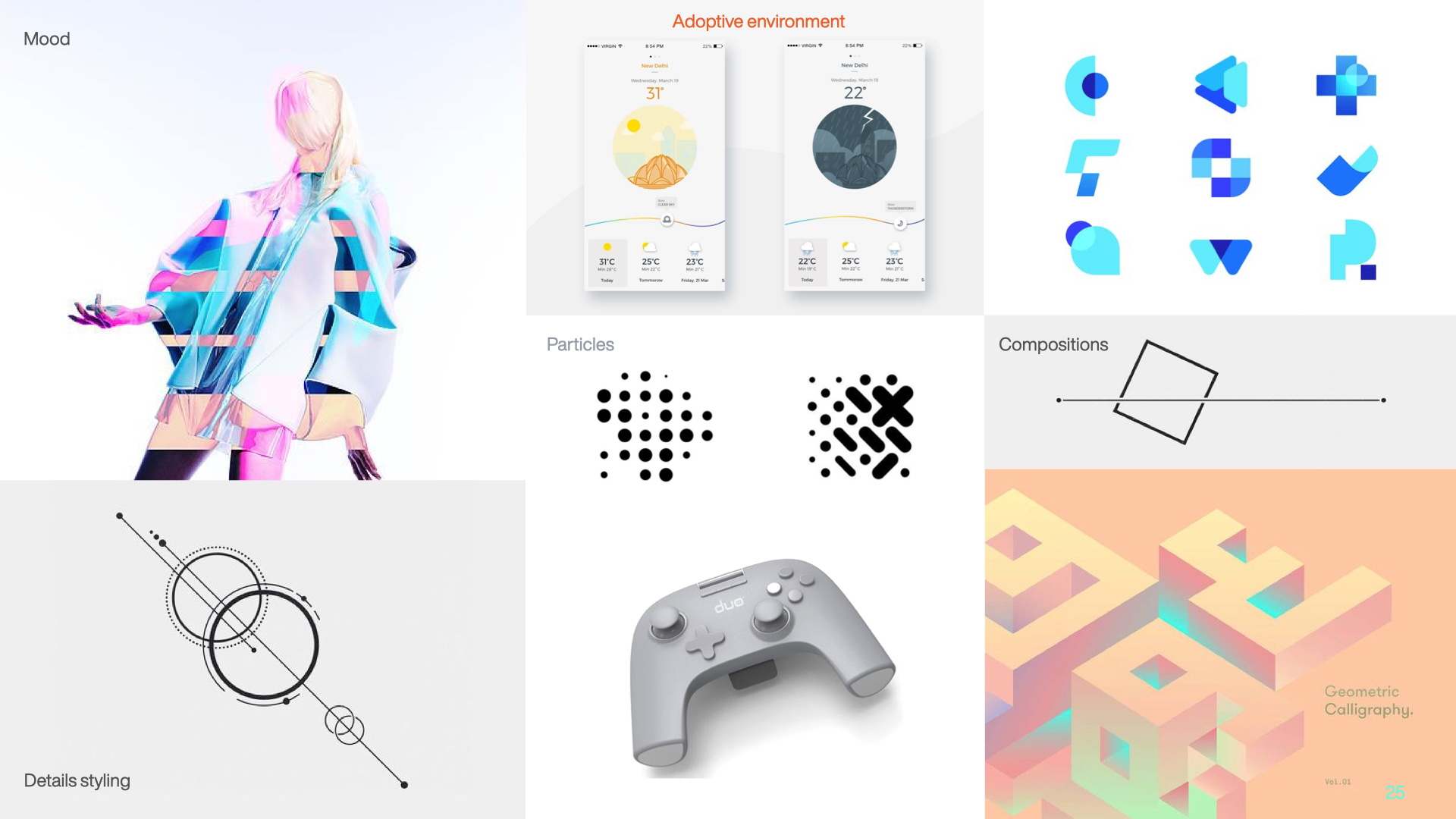 Graphics collage for "Slightly Floating" styling