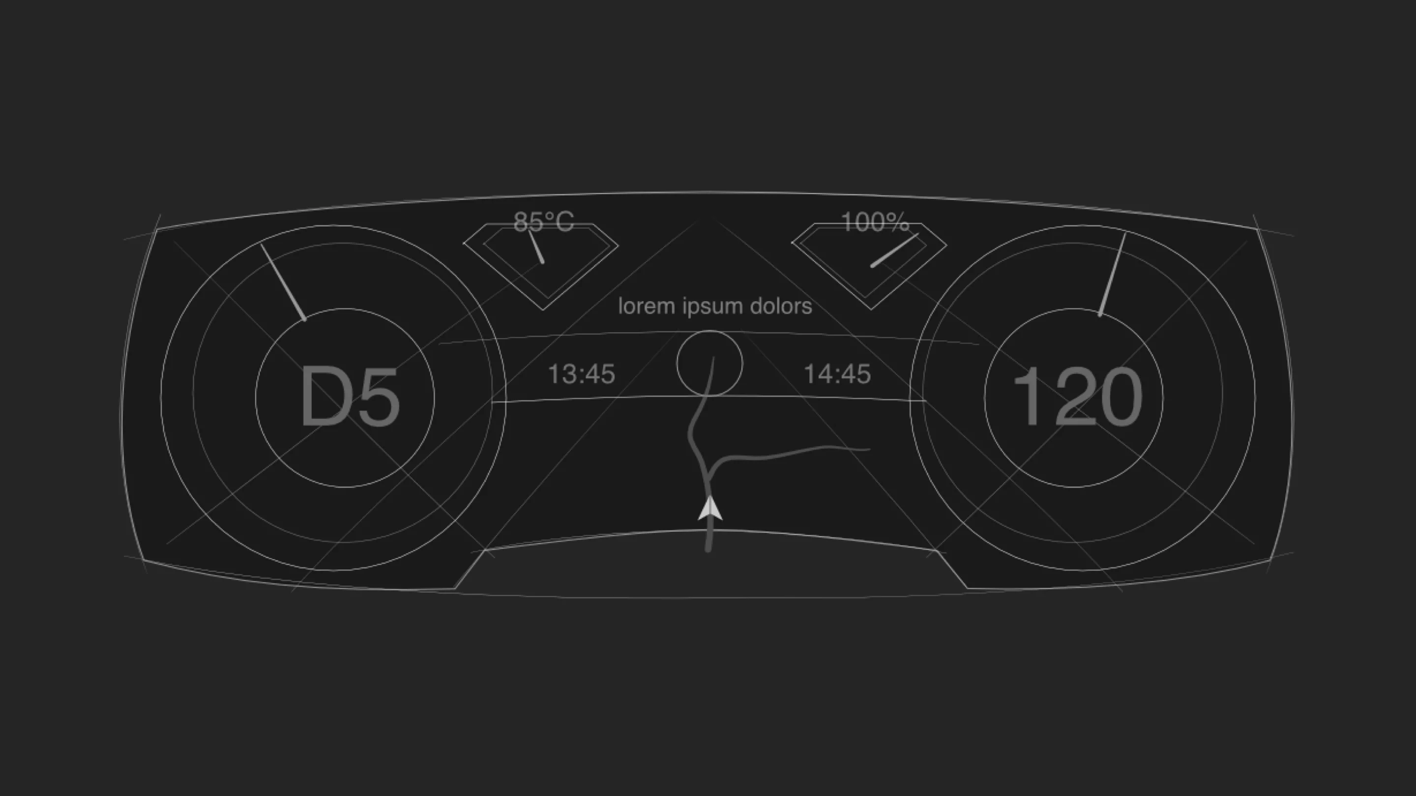 Initial concept sketch with sharp edges for Audi TT interface