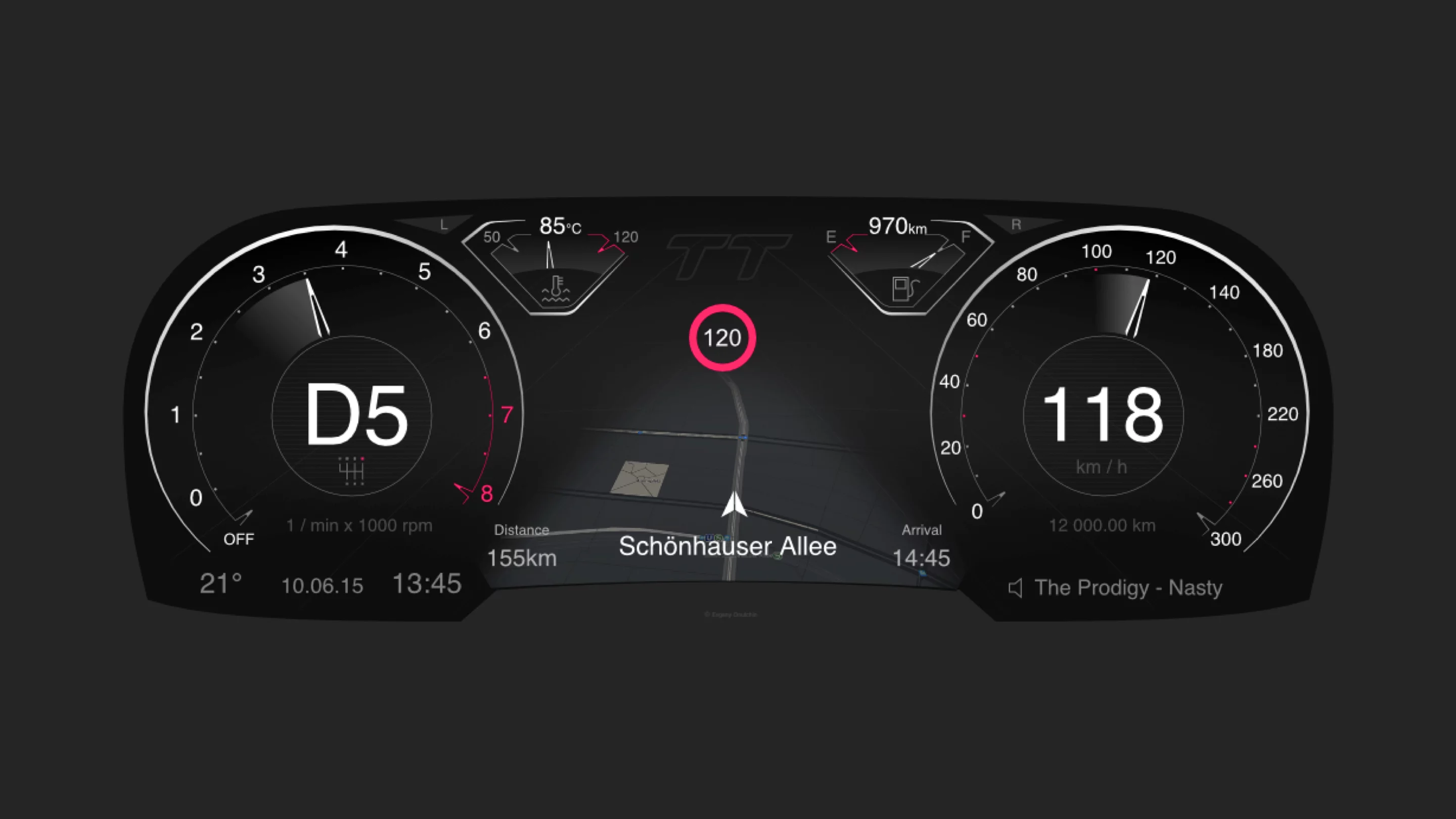 A glimpse of the driving experience featuring the navigation map