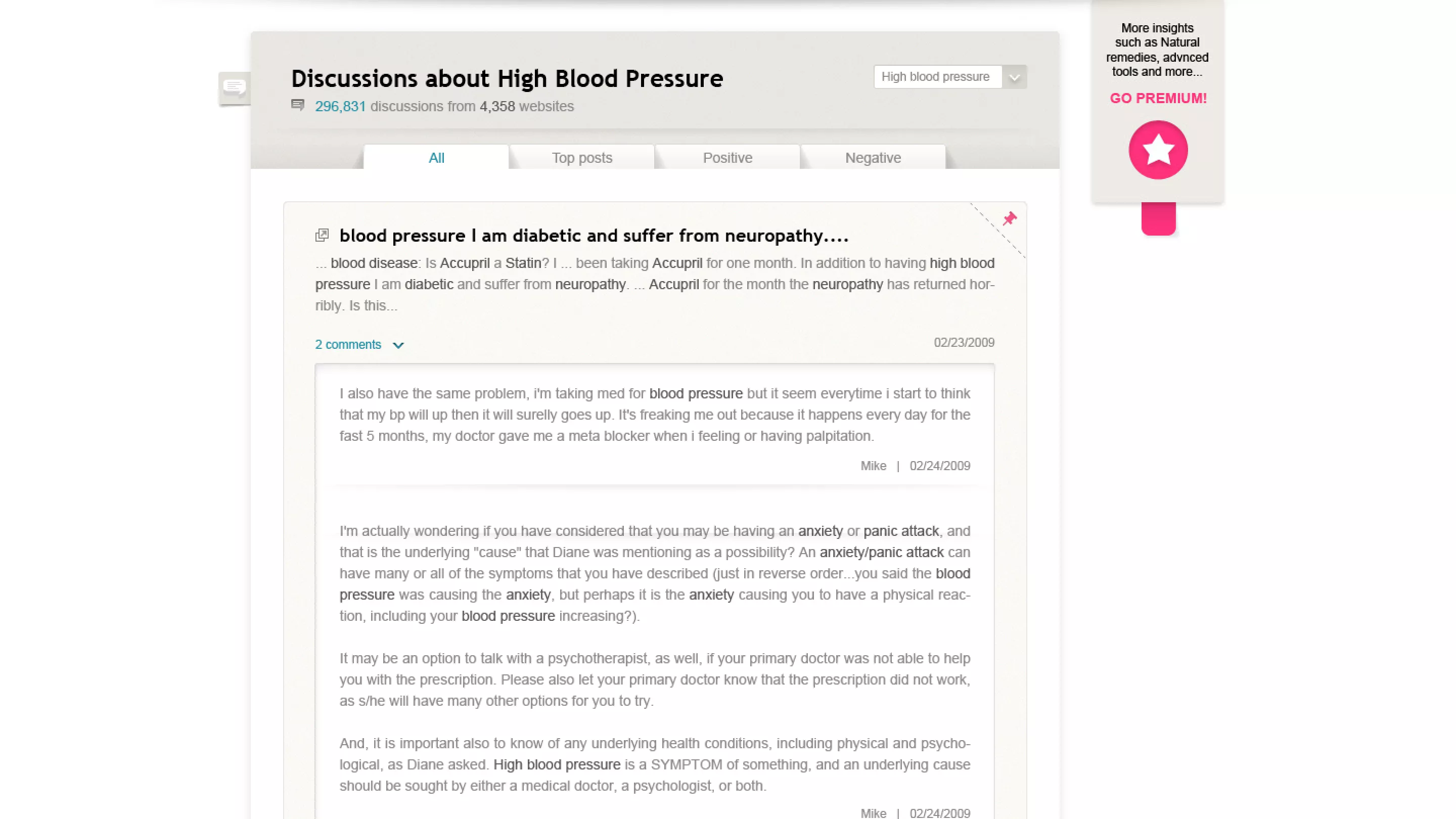 Treato posts aggregator section