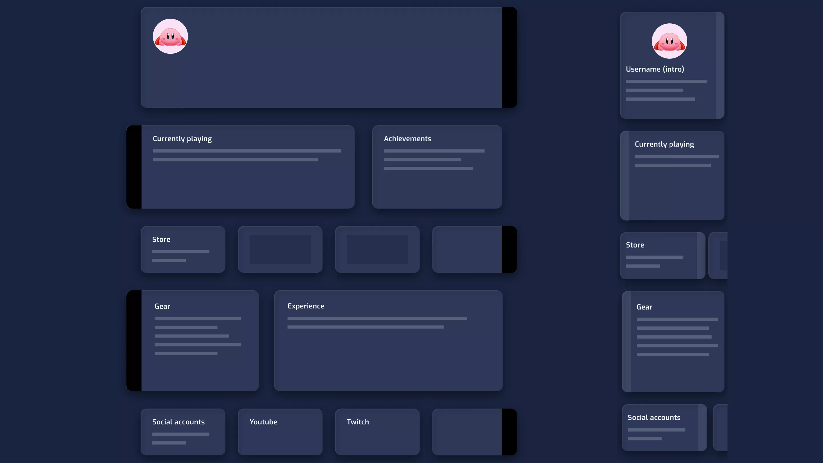 Gamer One shifted sections layout