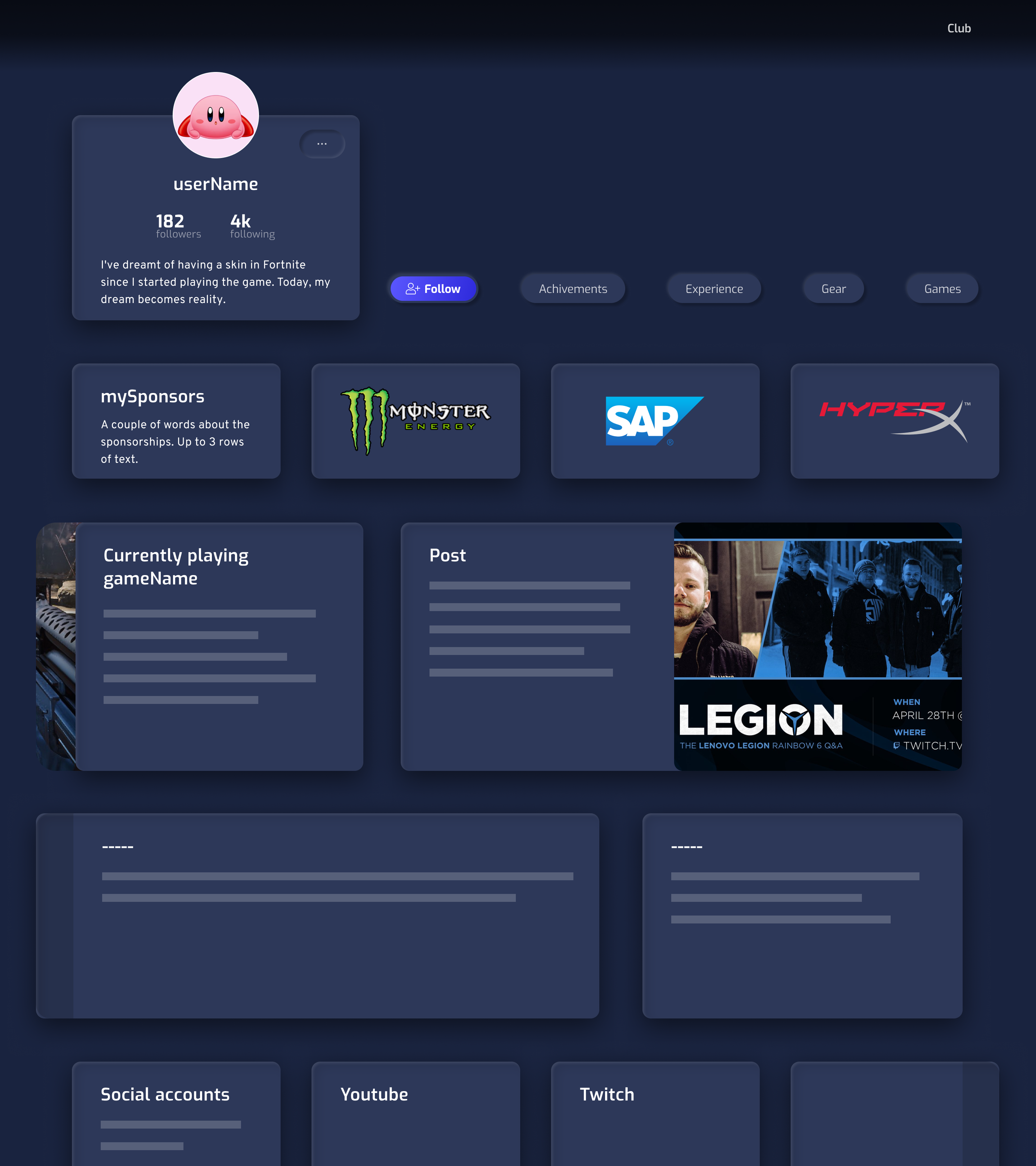Gamer One displacement layout design variation 