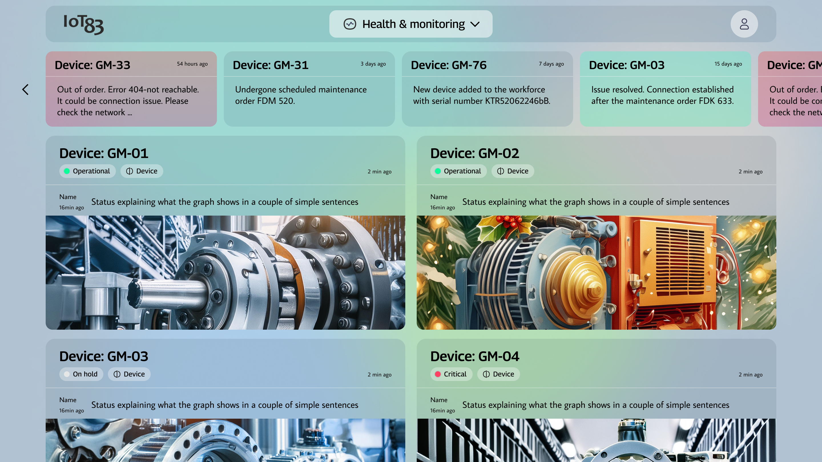 Health monitoring screen, "cloudy sky" concept