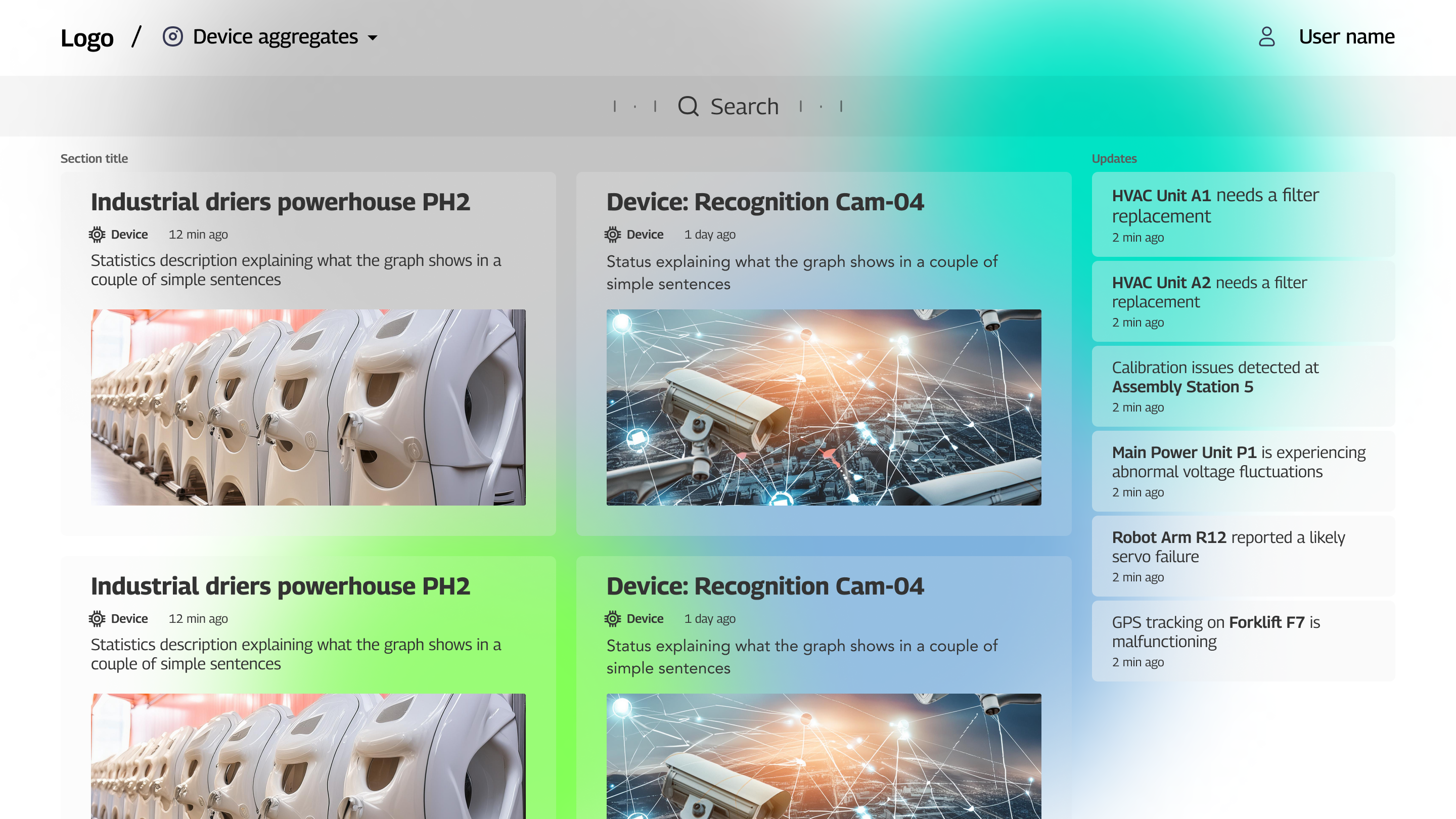 Shifted hues concept screen for devices overview