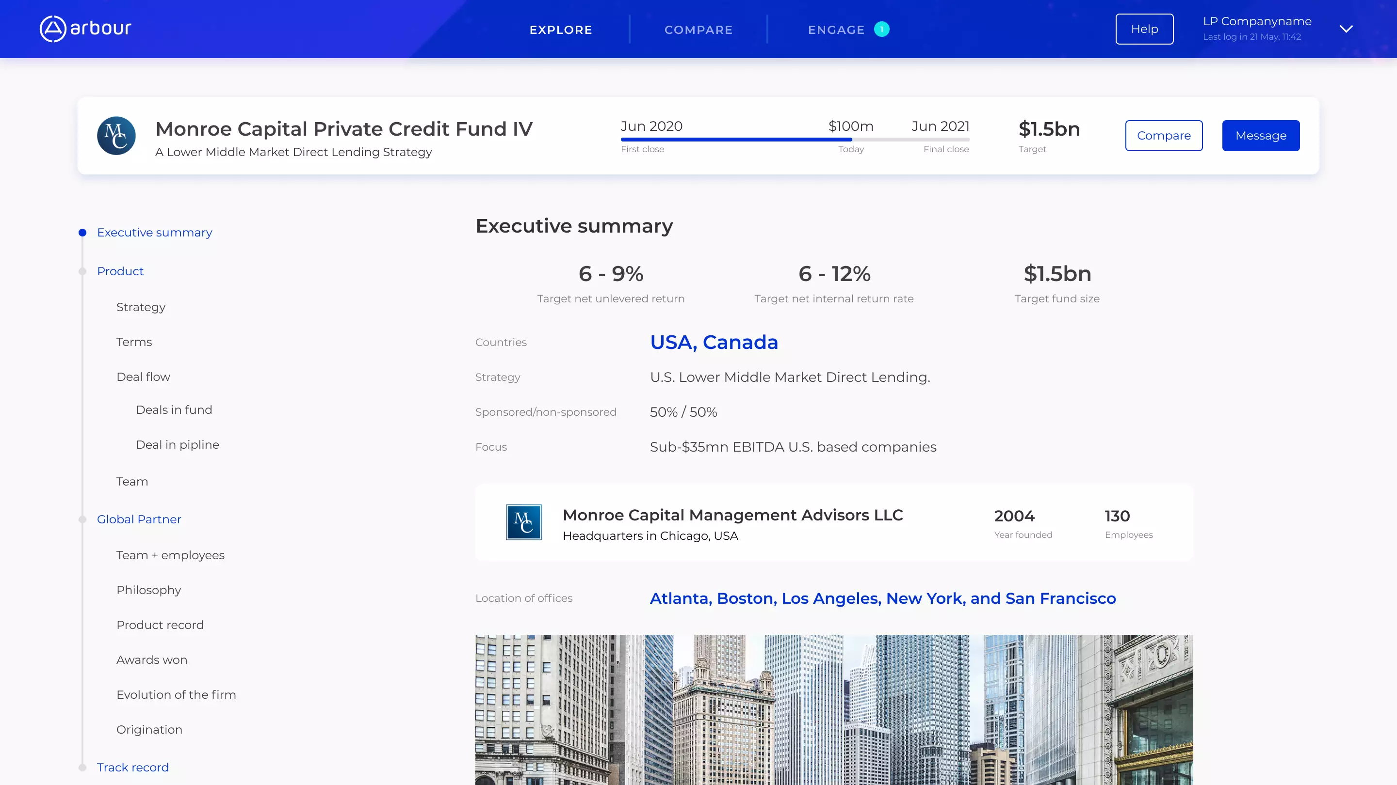 Profile overview screen for Local Partner user