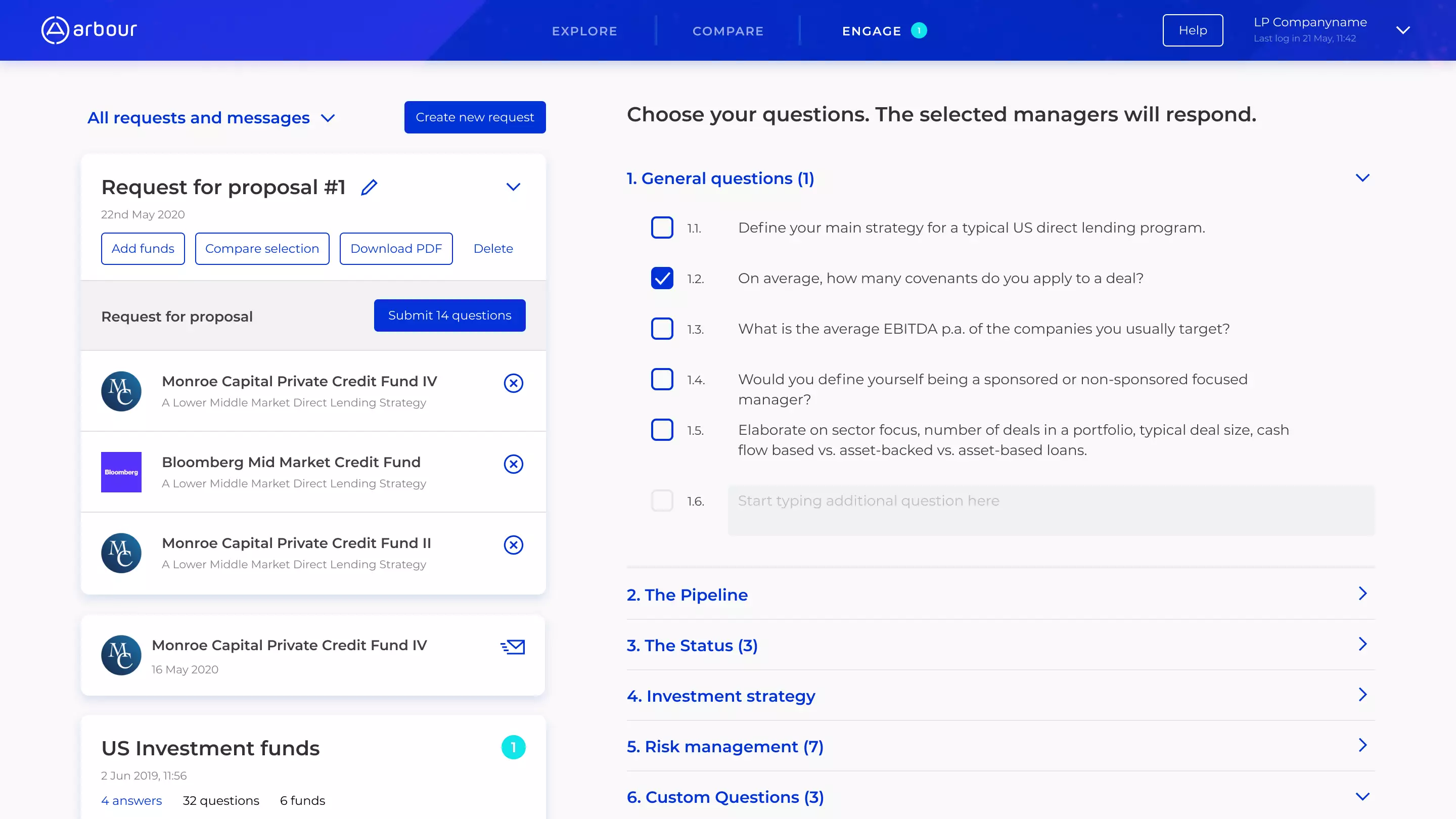 Proposal inquiry screen