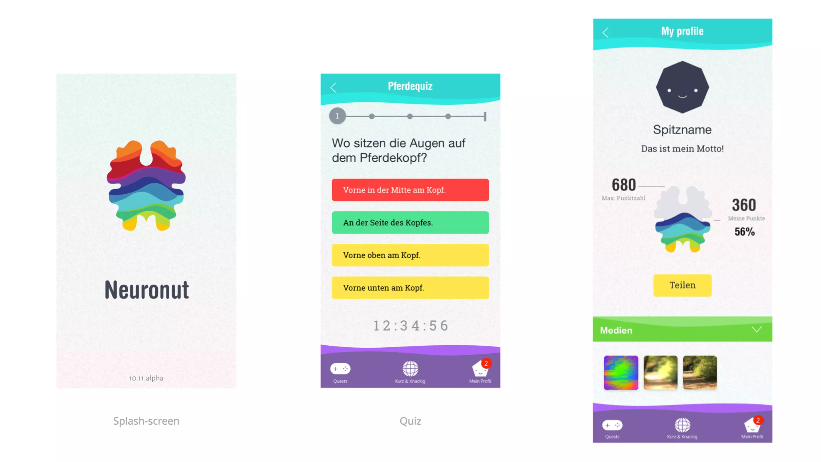 Neuronut sample screens applying the Fantastic Leaf design