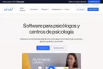 Página de inicio de sitio web de software para psicólogos y centros de psicología con botón de prueba gratuita y opciones para agendar sesiones en línea.