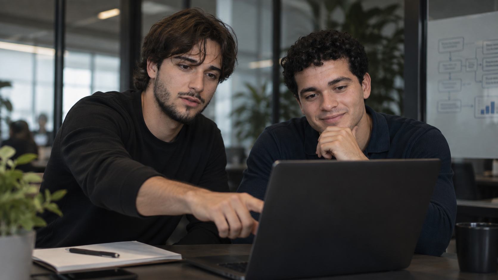 Portátil mostrando página web de inmobiliaria con imágenes de residencias exclusivas en la Costa Brava y Andorra.