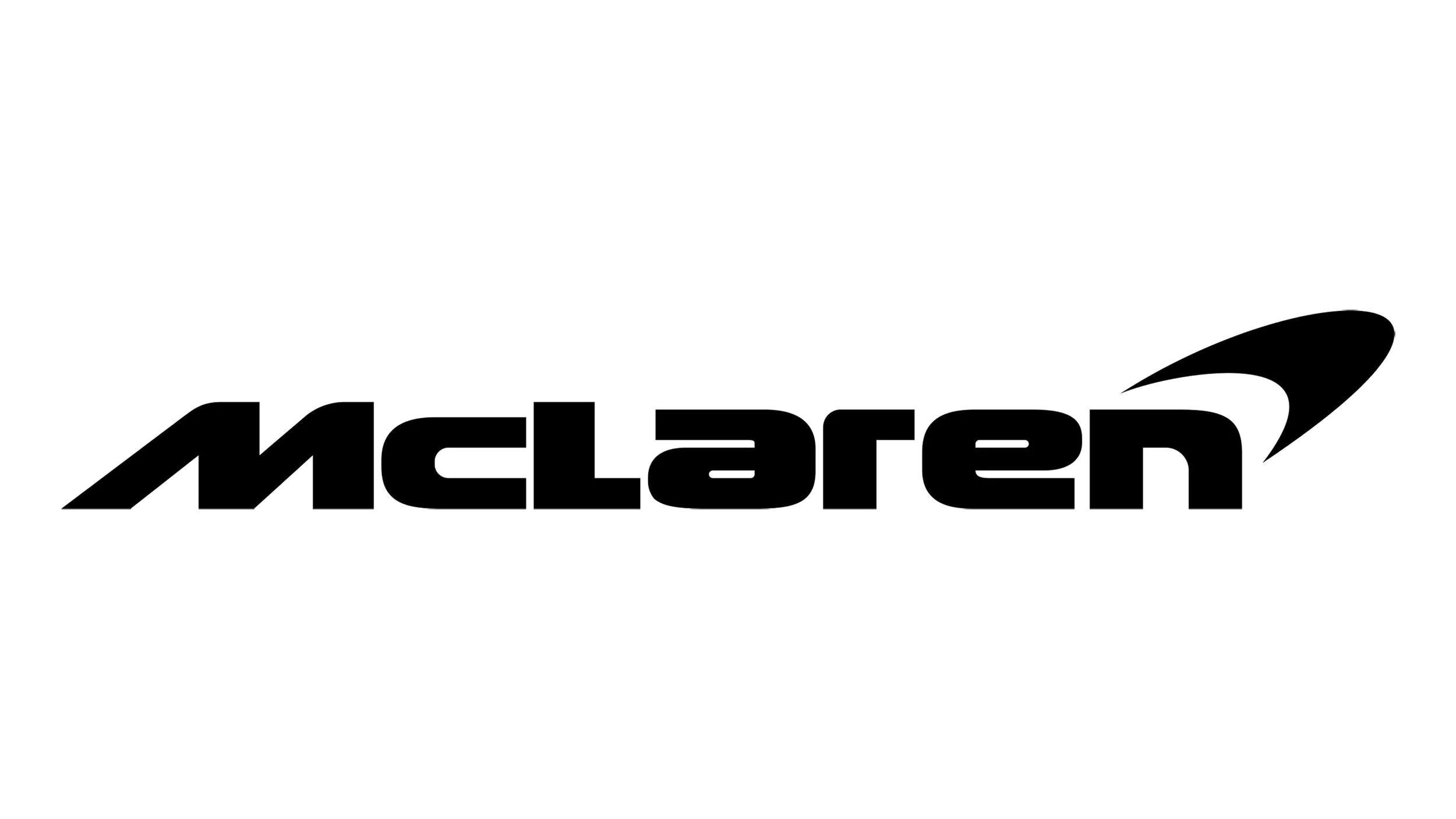 McLaren logo in black text with a stylized swoosh on the upper right side.