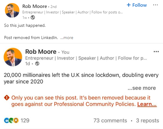 restricted LinkedIn post