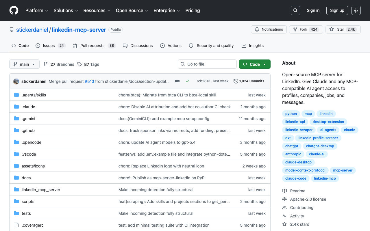 stickerdaniel/linkedin-mcp-server on GitHub