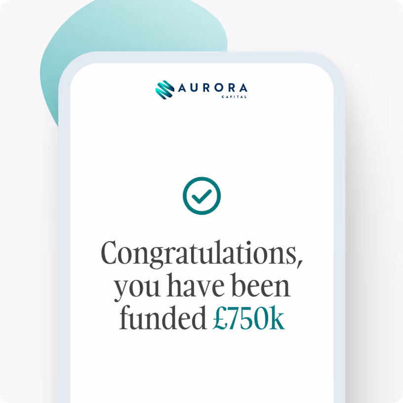 Aurora Capital's mobile lending assessment tool showing a successful application