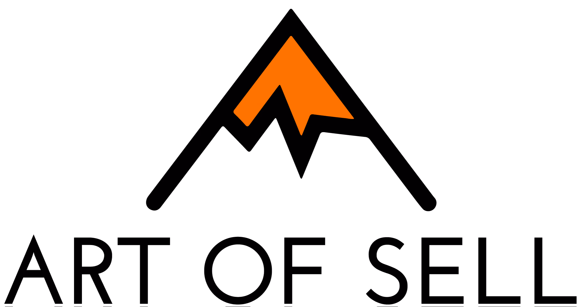 Logo with black mountain outline and orange peak above the text 'ART OF SELL'.