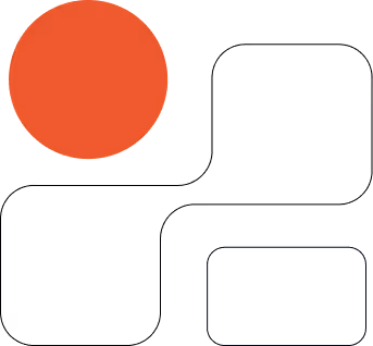 Logo consisting of a large red-orange circle on the left and three horizontal black lines forming an abstract shape on the right.